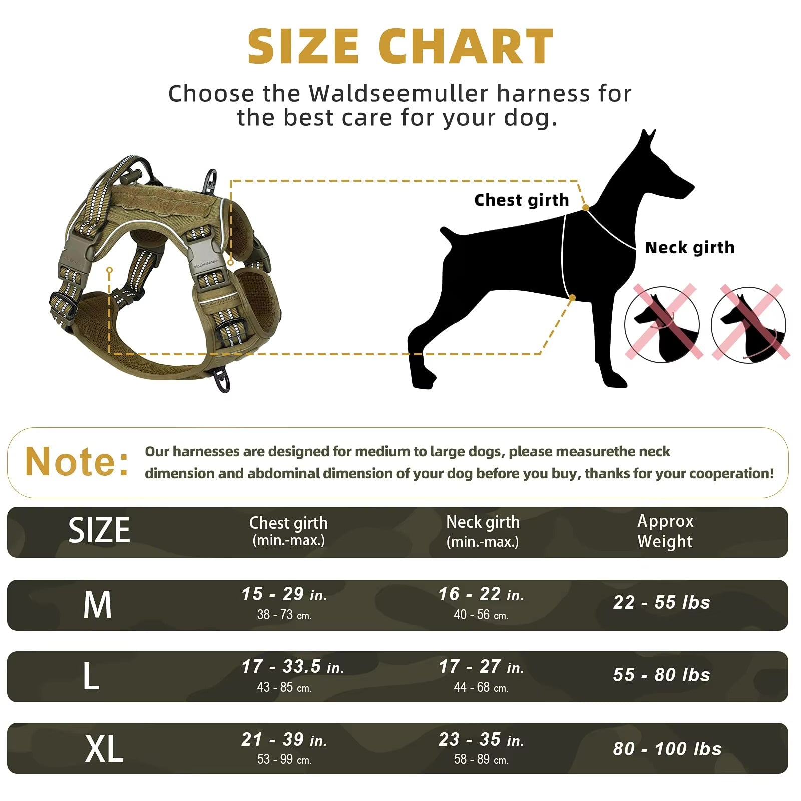 Harnais Tactique Anti-Traction pour Grand Chien — Réglable & Respirant