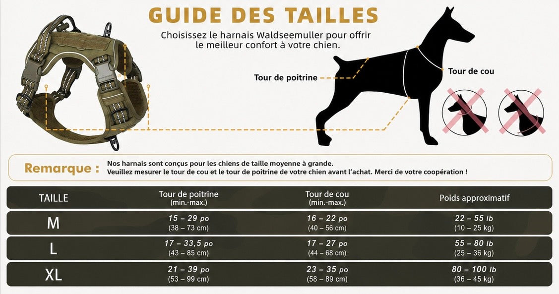 Harnais Tactique Anti-Traction pour Grand Chien — Réglable & Respirant