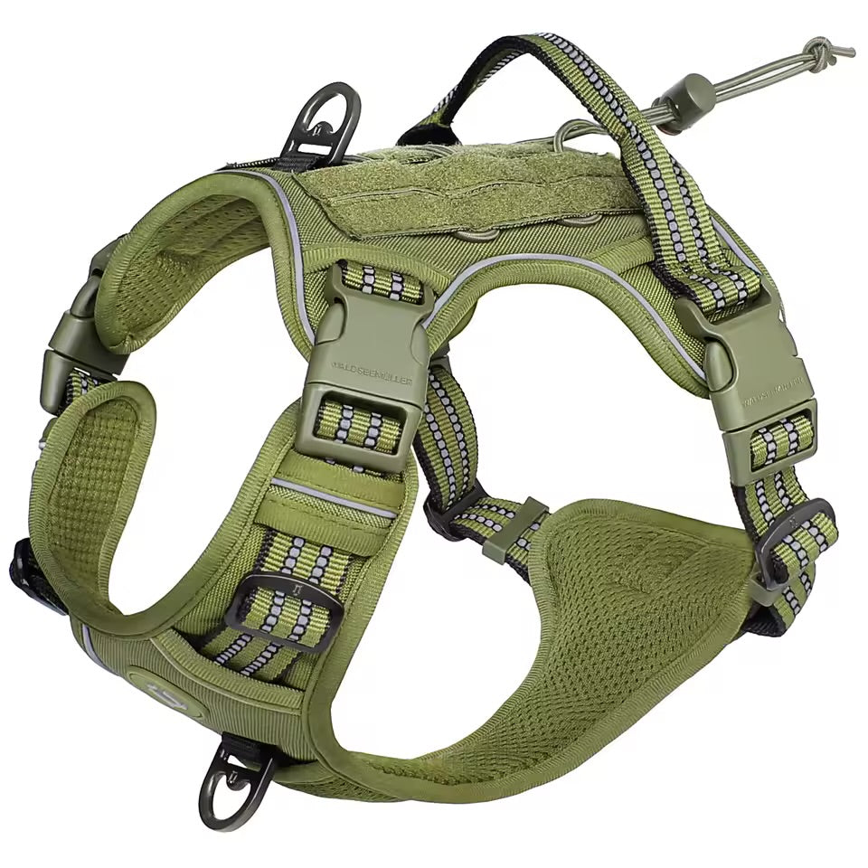 Harnais Tactique Anti-Traction pour Grand Chien — Réglable & Respirant